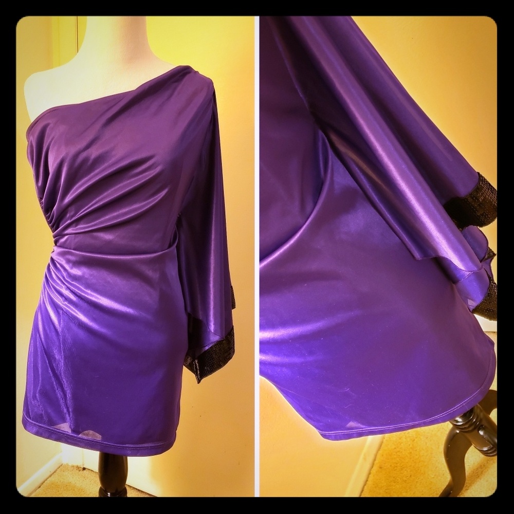 Purple 1 Sleeve Dress by Arden B